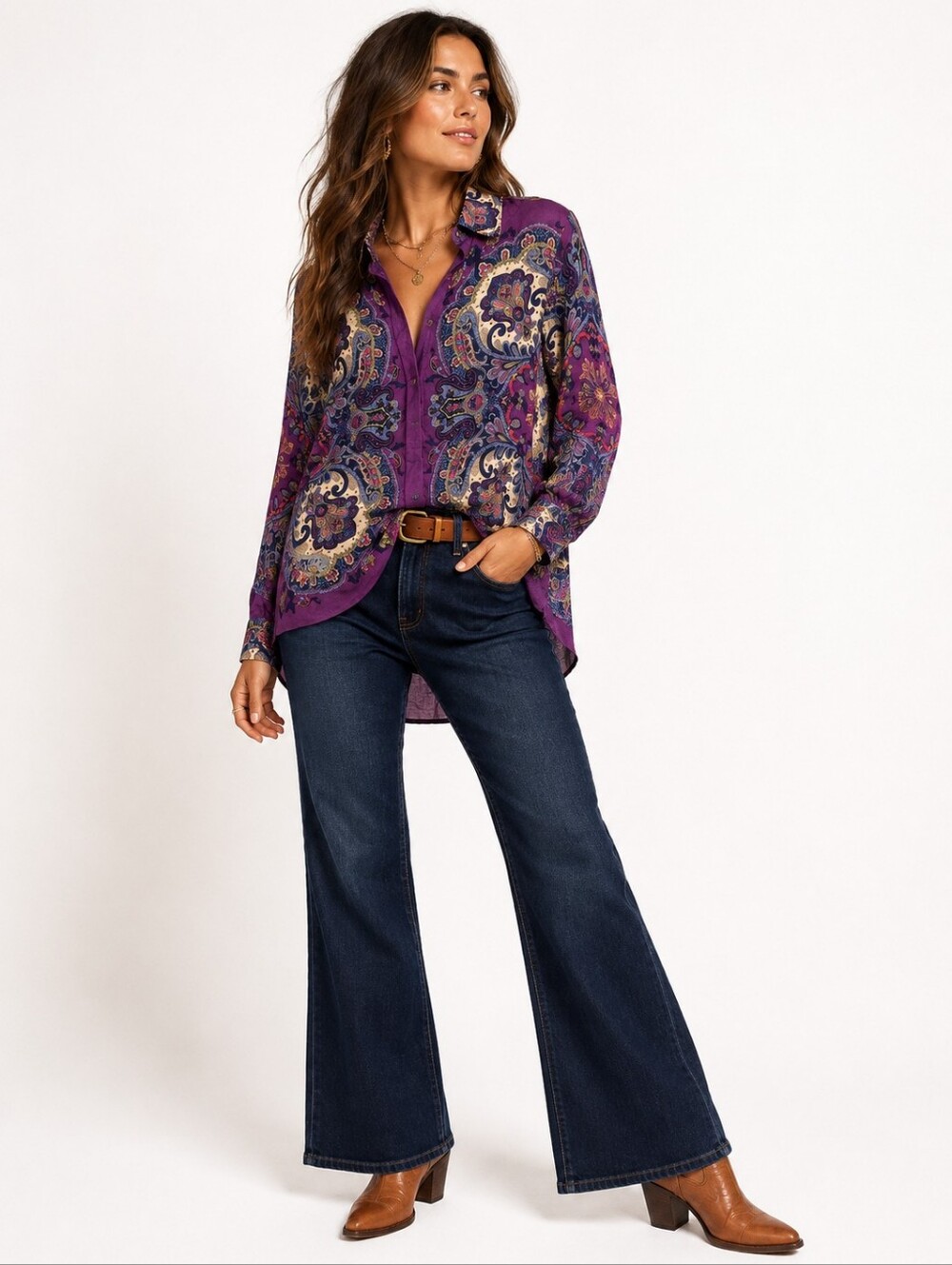 Robert Graham Womens Purple Paisley Button Down Shirt Blouse XS Classic Fit